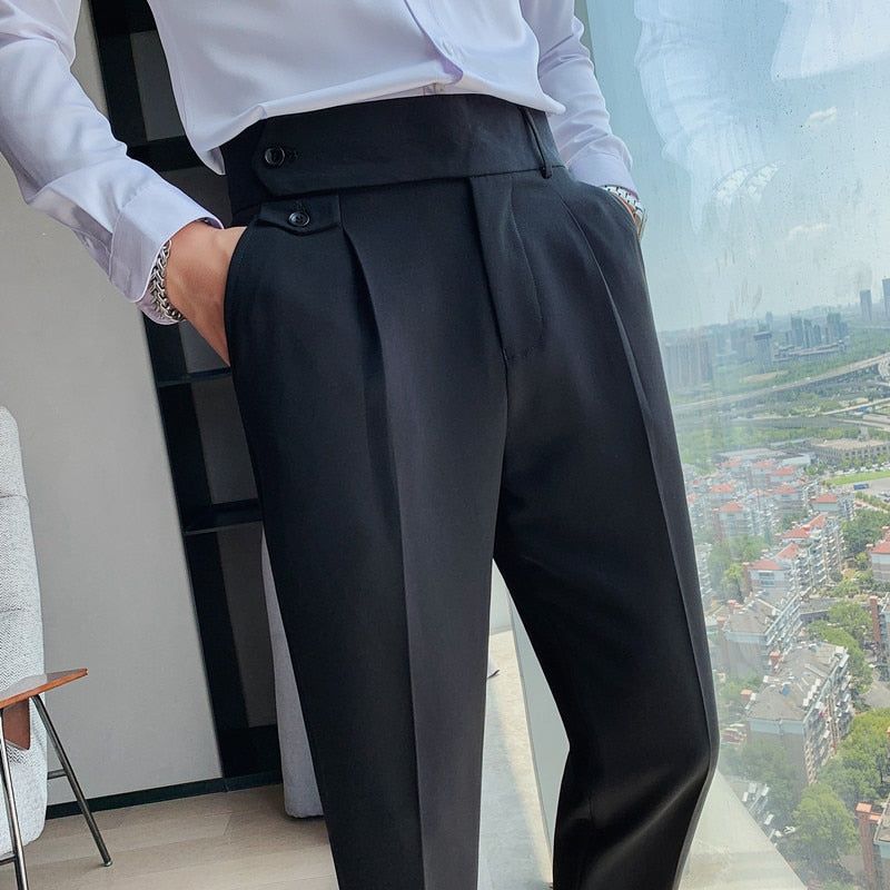 Black High Waisted Gurkha Pant for Men