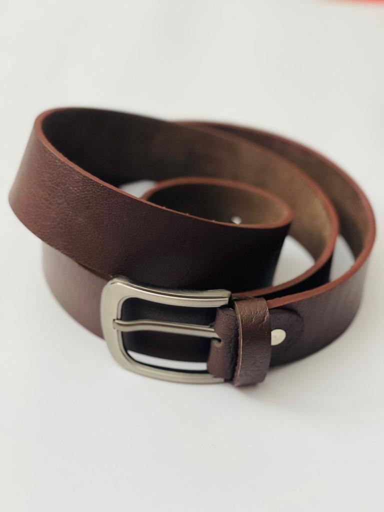 Casual Leather Dress Belt - Brown