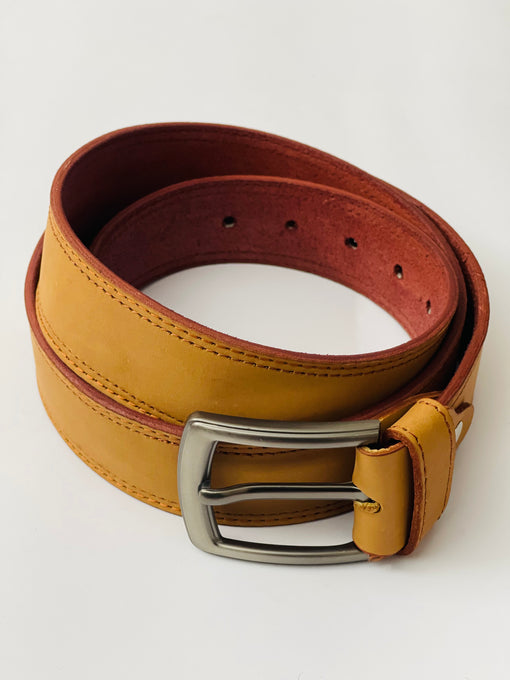 Men Light Brown Leather Belt in Pakistan