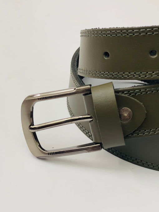 Men Dark Brown Leather Belt at NJ Mens