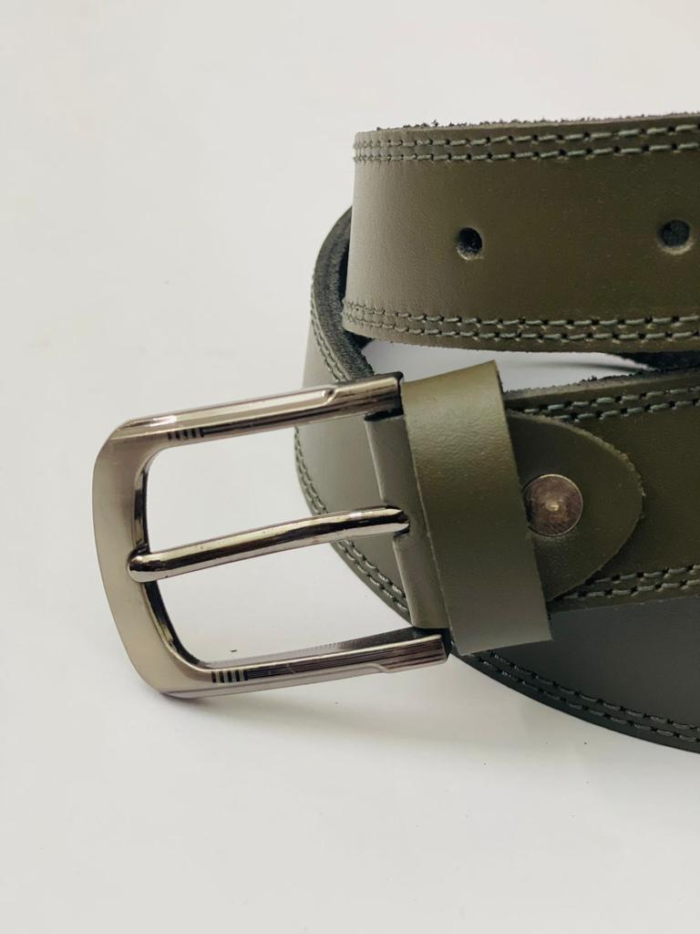 Casual Green Leather Dress Belt