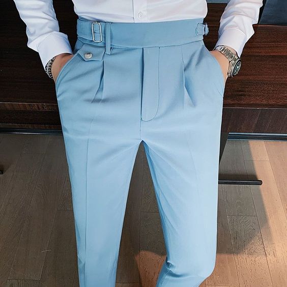 Aqua Blue Italian Gurkha Trouser