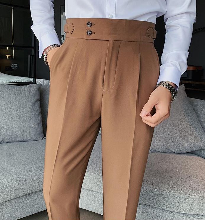 Men Italian Brown Gurkha Trouser