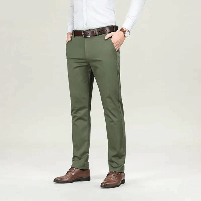 Cross Pocket Army Green Dress Pant