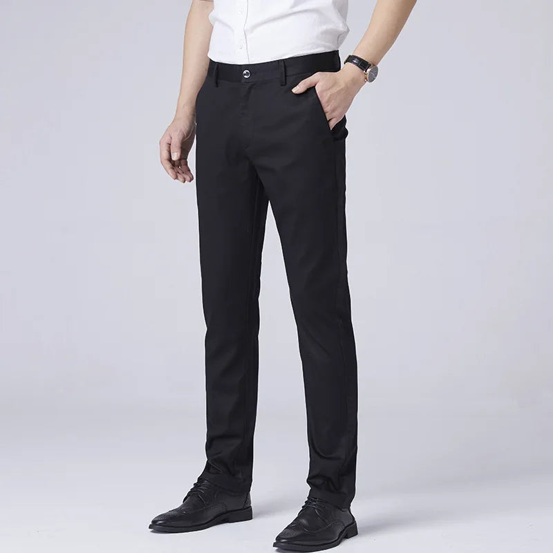 Cross Pocket Black Dress Pant