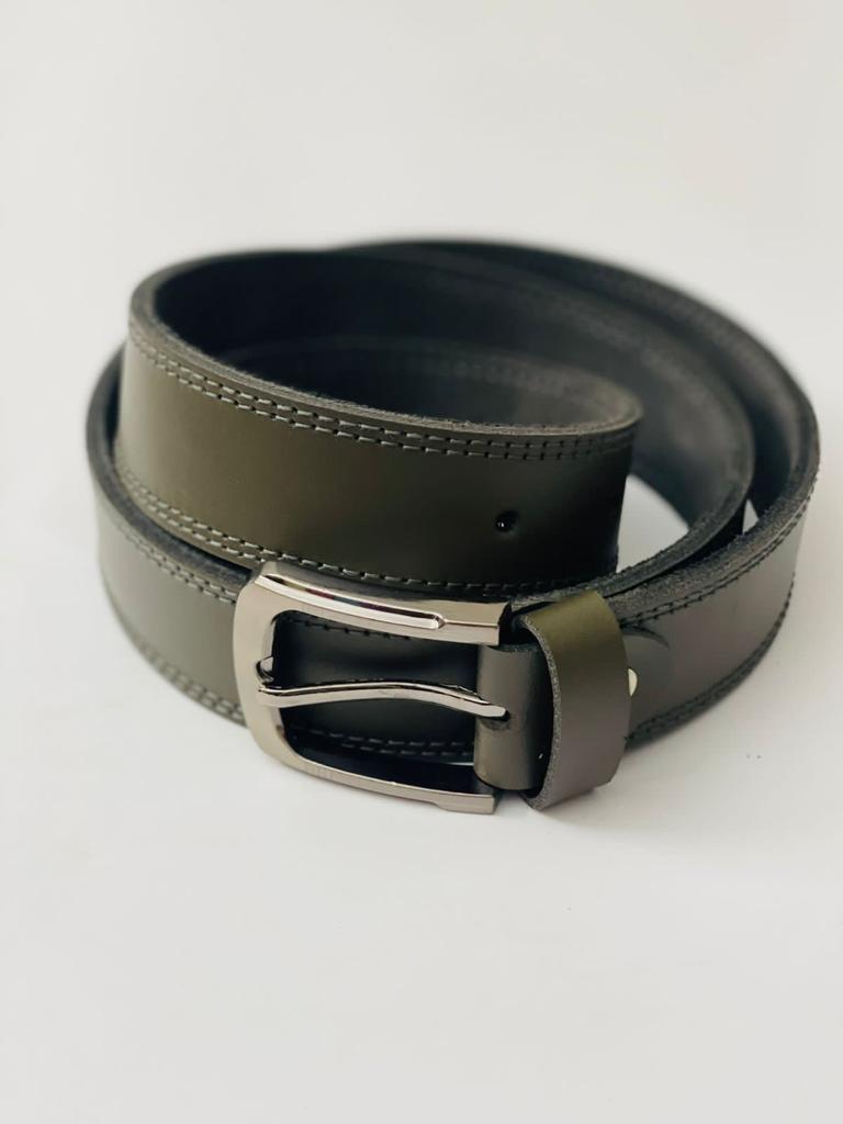 Men Leather Casual Dress Belt - Green