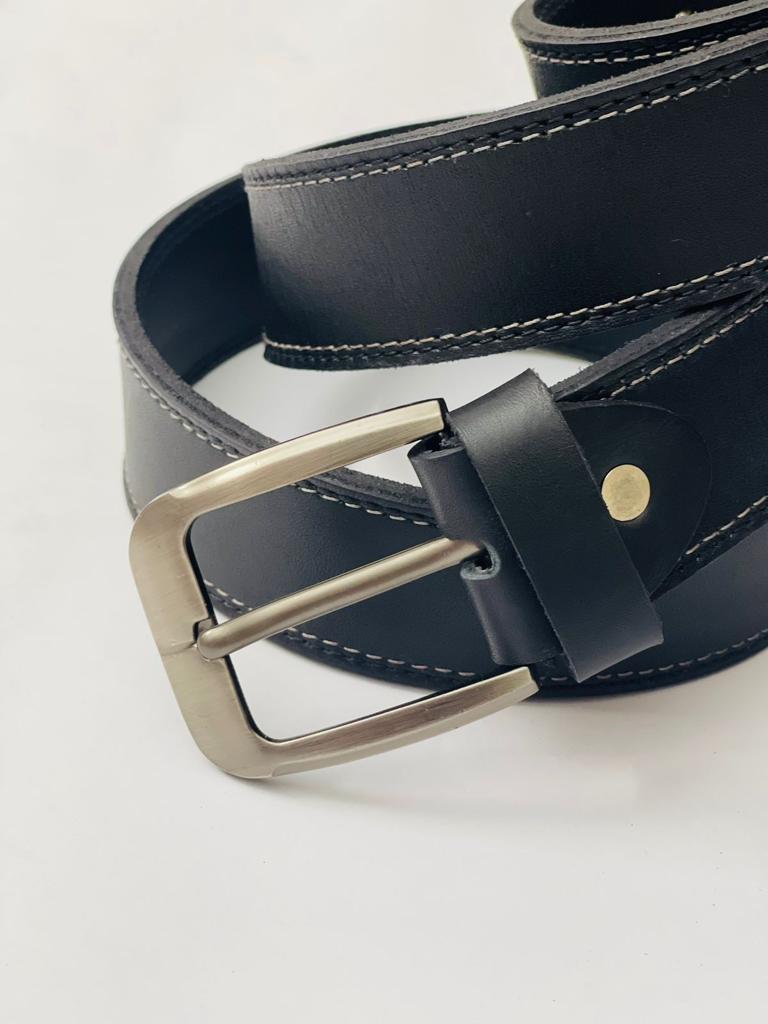 Navy Blue Casual Leather Dress Belt