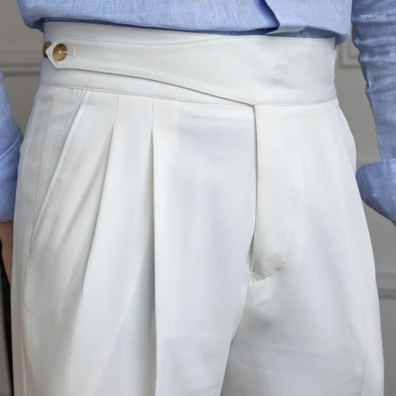 Pearl-White High Waisted Gurkha Trouser in Pakistan