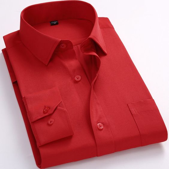 Red Cotton Formal Shirt for Men