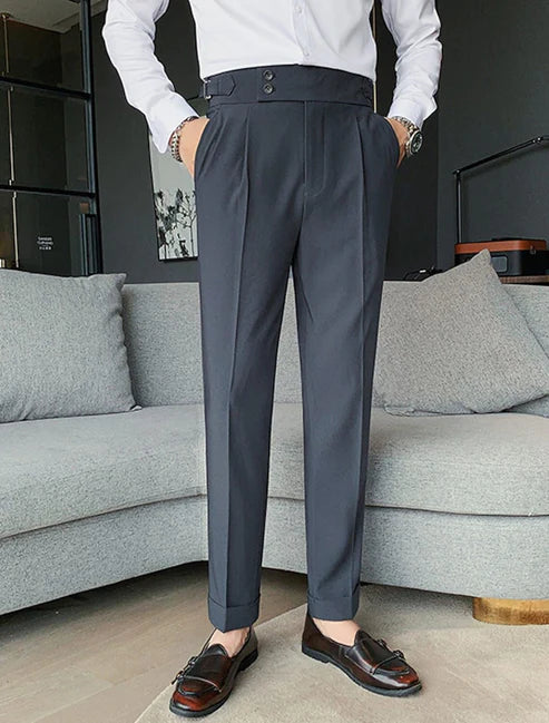 GREY HIGH WAISTED GURKHA PANTS