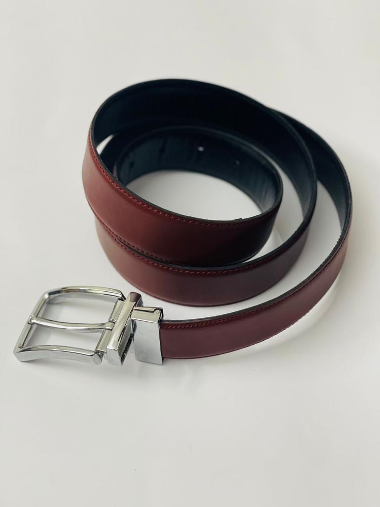 LEATHER CASUAL DRESS BELT - Red