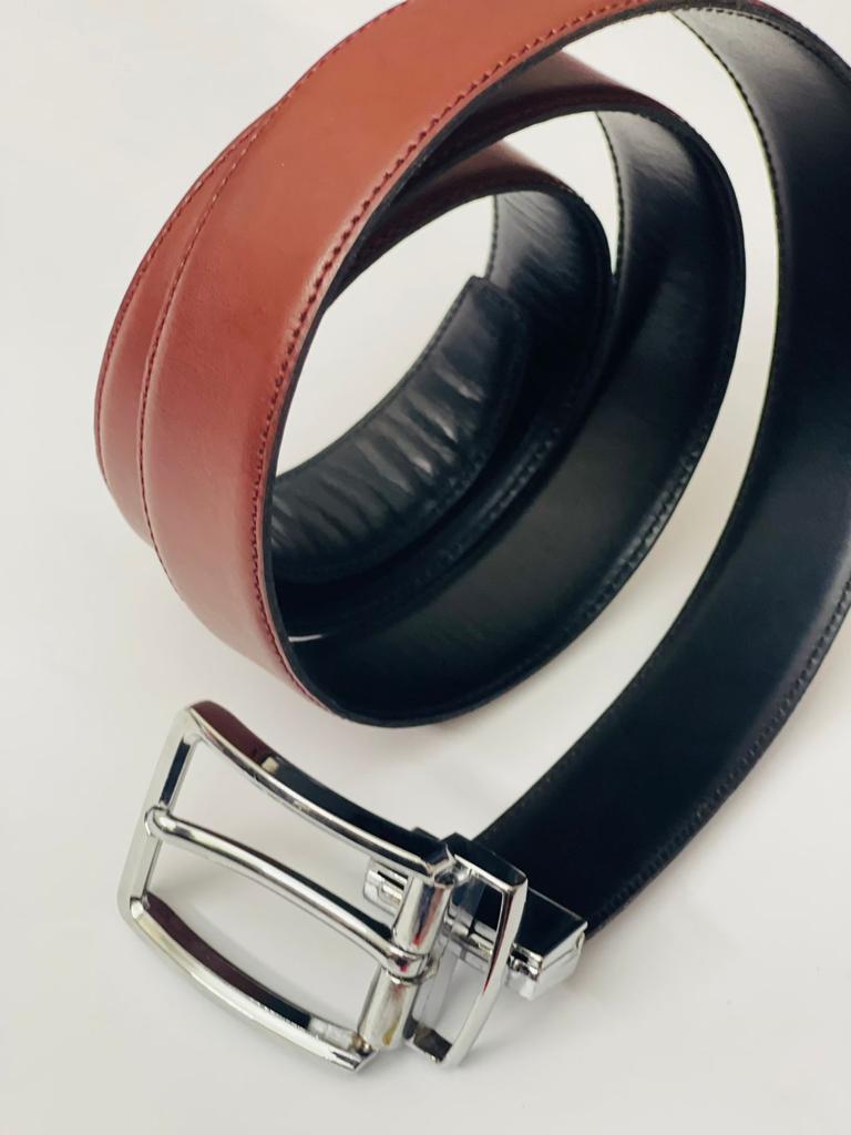 LEATHER CASUAL DRESS BELT - Red