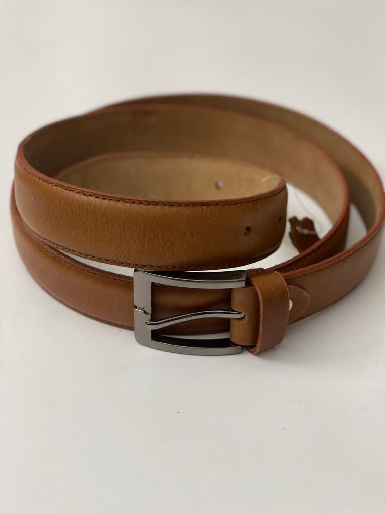 LEATHER CASUAL DRESS BELT - Golden