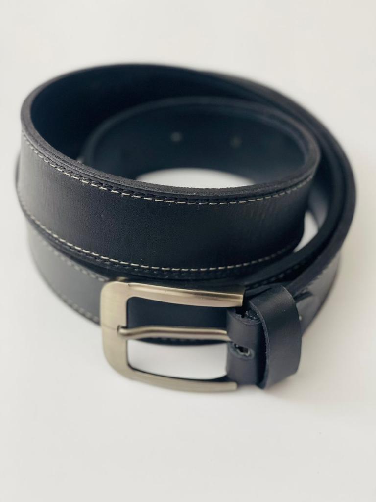 LEATHER CASUAL DRESS BELT - Navy Blue