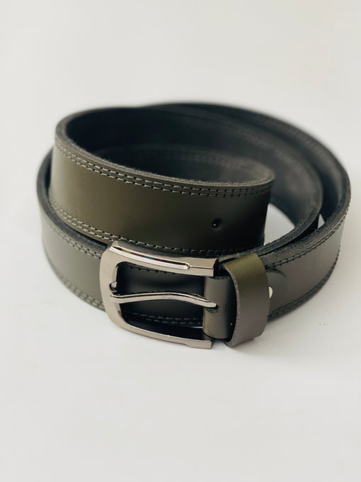 LEATHER CASUAL DRESS BELT - DARK BROWN